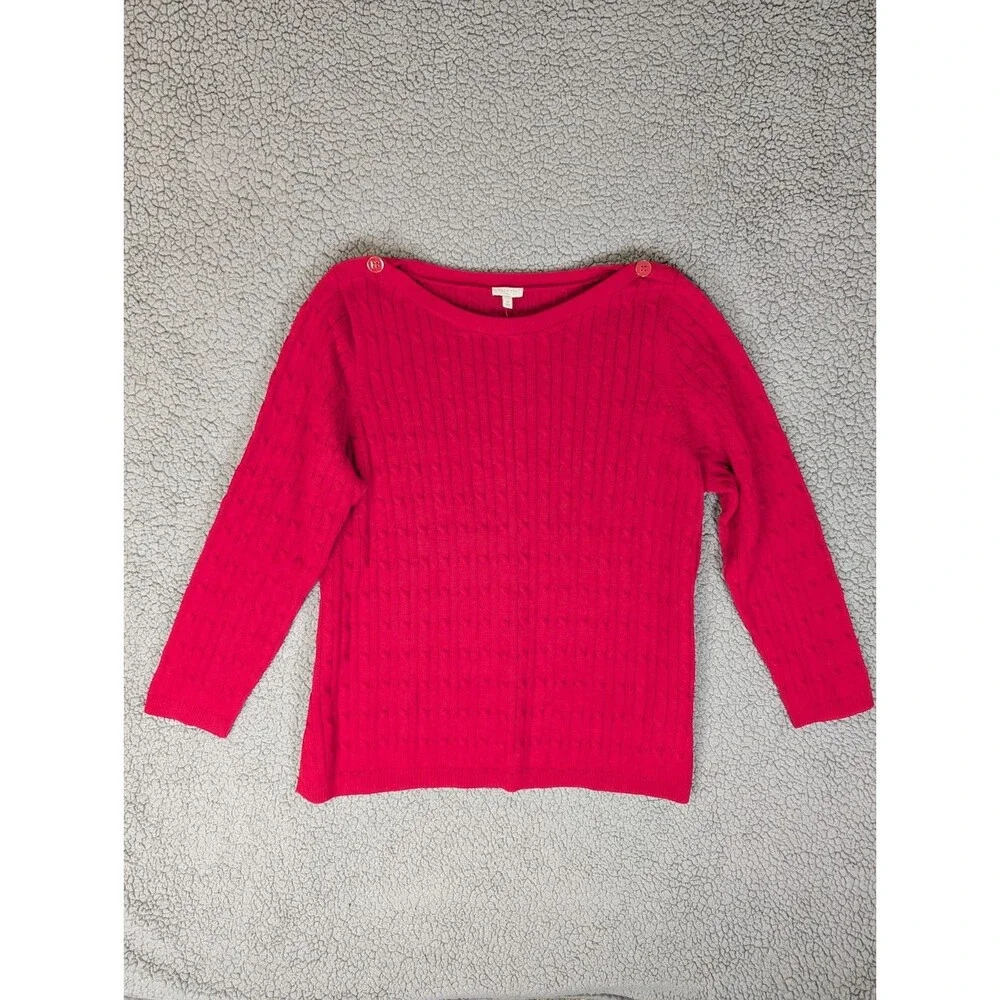 Talbots Womens Sweater Cotton Button Shoulder Long Sleeve Pullover Size 3X NWT